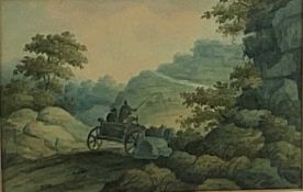 Pair of Early 19th century English School watercolour in glazed gilt frames - figure with cart and f