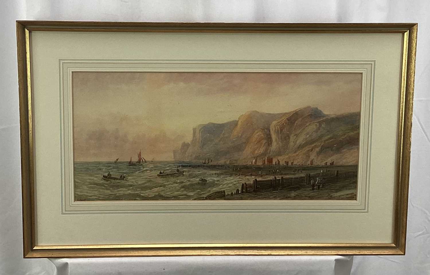 Edwin Lewis (1838-1907) watercolour in glazed frame - coastal scene - Image 2 of 6