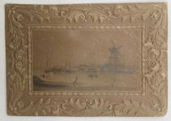 John Berney Crome (1794-1842) pencil drawing, a mill on a river, signed and inscribed verso