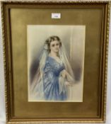 Josephine Jeayes (circa 1880) watercolour, bride judging the effect of her veil on the day before he