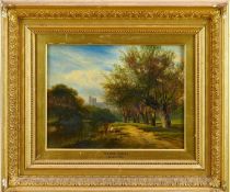 George Cole (1810-1883) oil on board, Windsor Castle, 26cm x 35cm, in glazed gilt frame