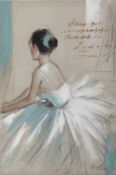 20th century Continental School, oil on canvas, study of a ballerina, indistinctly signed and inscri