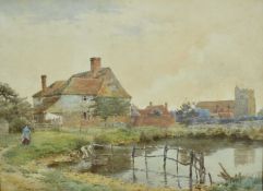 Frederick Parks (act. 1890-1927) pair of watercolours - The Village Pond and A Rural Stream, signed,