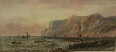 Edwin Lewis (1838-1907) watercolour in glazed frame - coastal scene