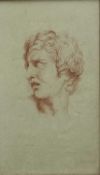 Antique red chalk portrait of a man, indistinctly signed in pencil