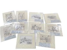 Ernest Sutton - Group of ten pencil illustrations of Abbeys, rivers and other landscapes