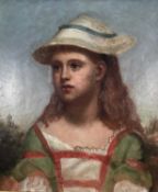 19th century oil on canvas - Portrait of a young woman