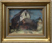 Mihangel Arfor Jones (1940-2018) pastel - A Rural Barn, signed, 14cm x 19cm, in glazed gilt frame