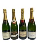 Four bottles of champagne: Moët & Chandon, Charles Lecouvey, Louis Delaunay and Marcel Forest & Fils