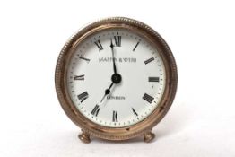 Mappin and Webb silver drum desk clock
