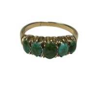 Edwardian gold five stone turquoise ring, unmarked