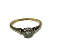 18ct gold diamond single stone ring in illusion setting, size L