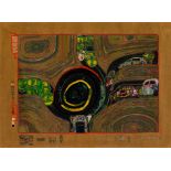 Friedensreich Hundertwasser, Kreisverkehr der Straßengekreuzigten (Blatt 10 aus dem Portfolio 'Look