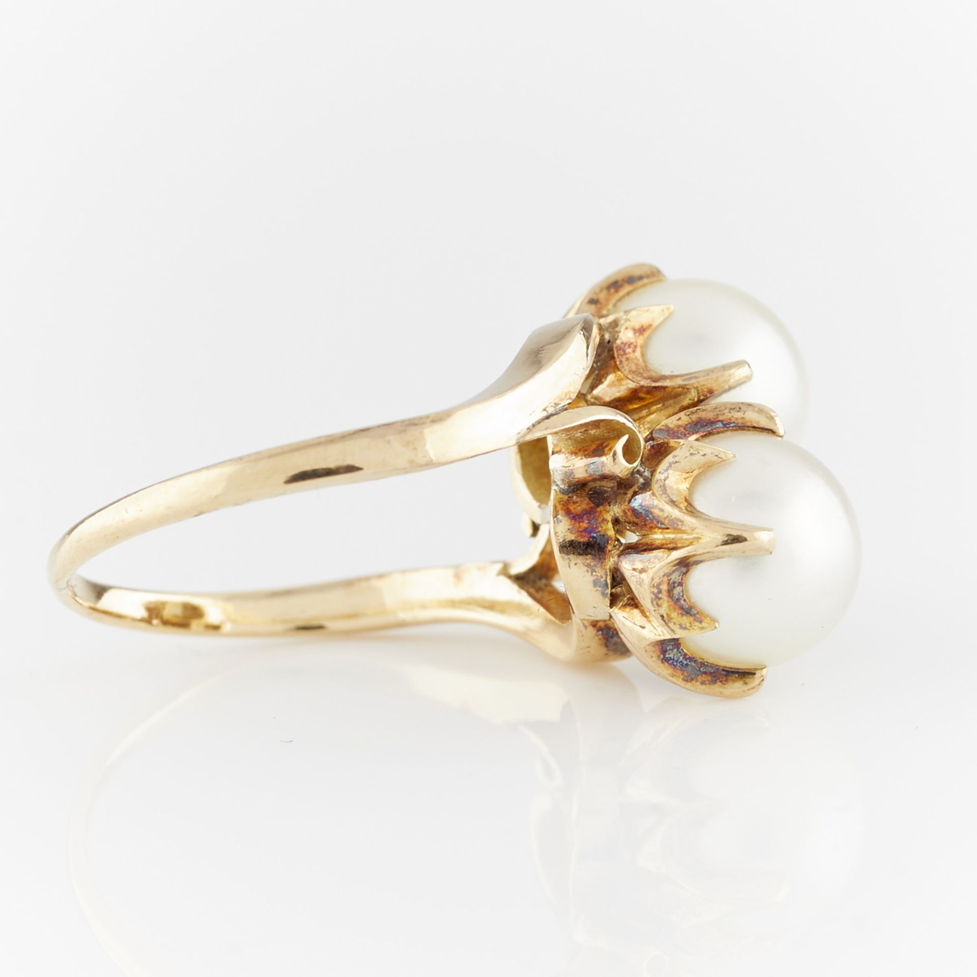 18k Yellow Gold Double Pearl Ring - Bild 9 aus 12