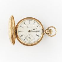 Hampden 14k Gold Pocket Watch w/ Diamonds