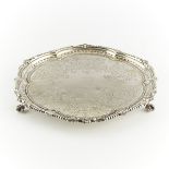 Sheffield Silverplate Tray with Etched Bull