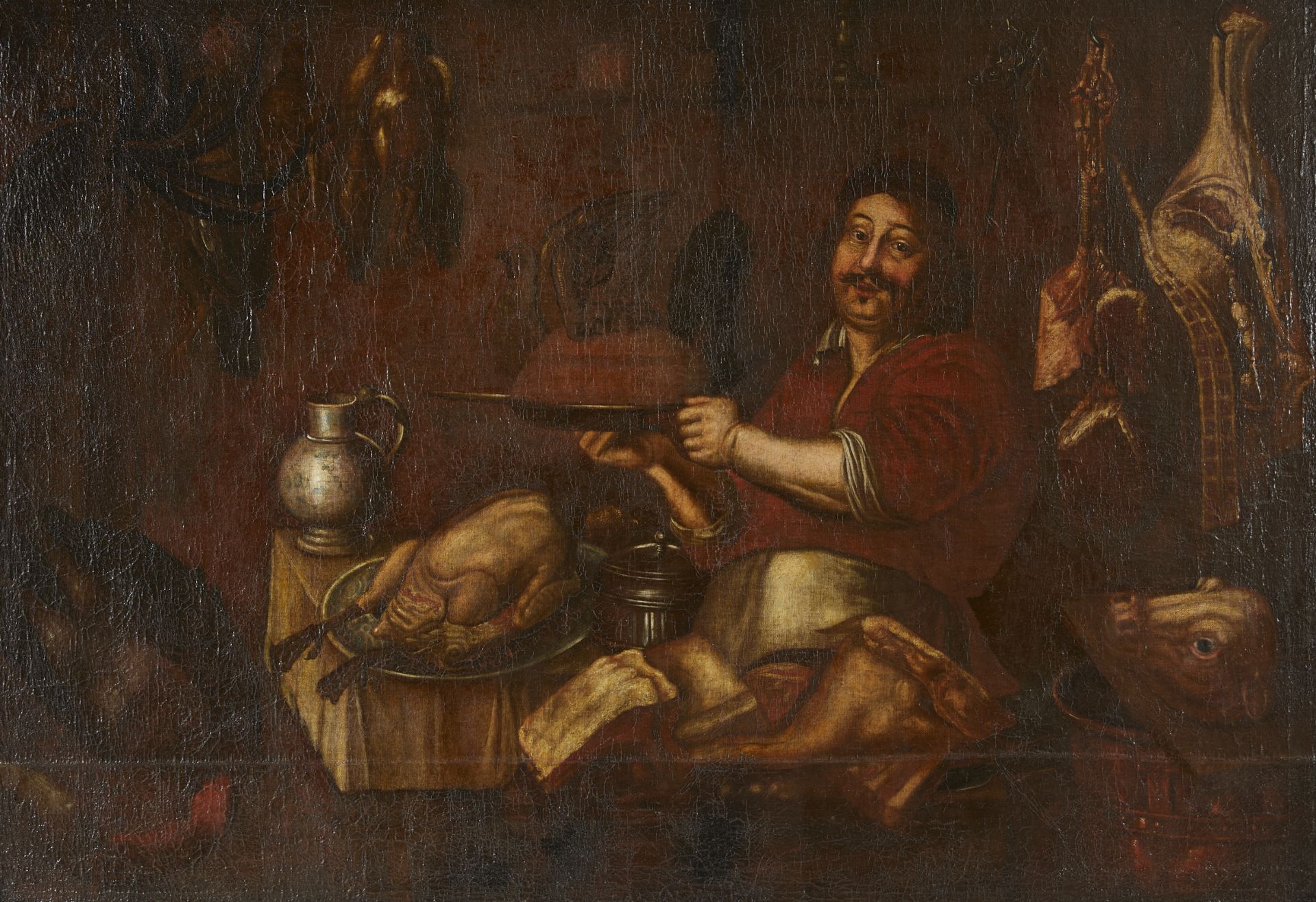 Large 16th/17th c. Italian Butcher Shop Painting - Bild 4 aus 20