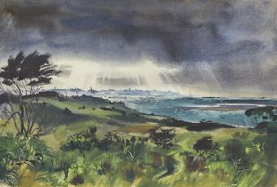 C. Robert Perrin Watercolor Nantucket Landscape