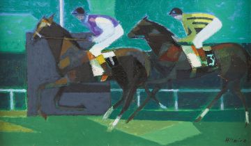 Camille Hilaire Jockeys Racing Oil Painting