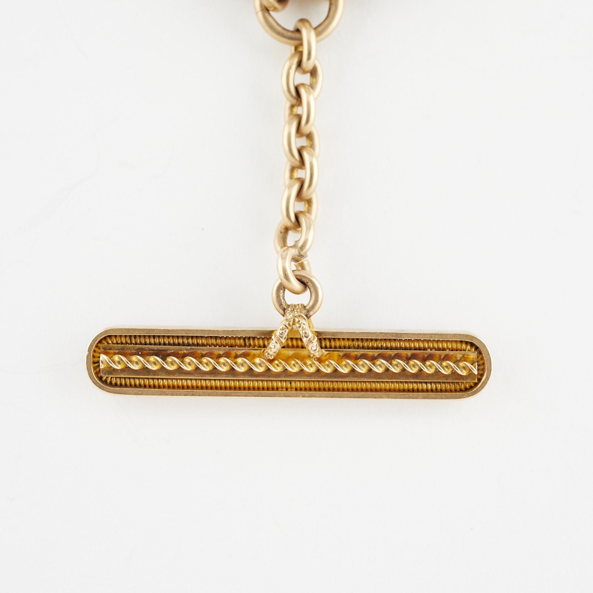 14k Gold Filled Watch Chain & Fob w/ Bloodstone - Image 6 of 6