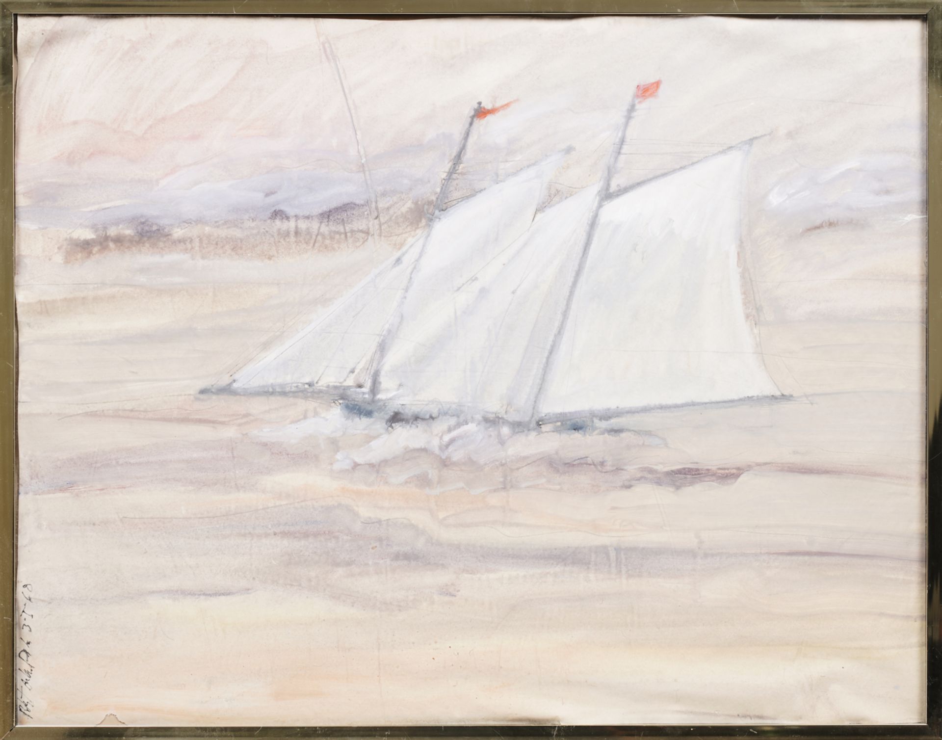 Robert Andrew Parker Sailboat Watercolor - Image 2 of 3