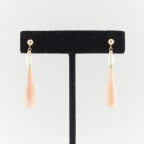 14k Yellow Gold Pearl & Hardstone Earrings