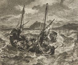 Toussaint Coast of Morocco Etching Aft. Delacroix