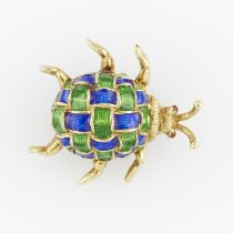 Martine 14k Yellow Gold Enamel Beetle Brooch