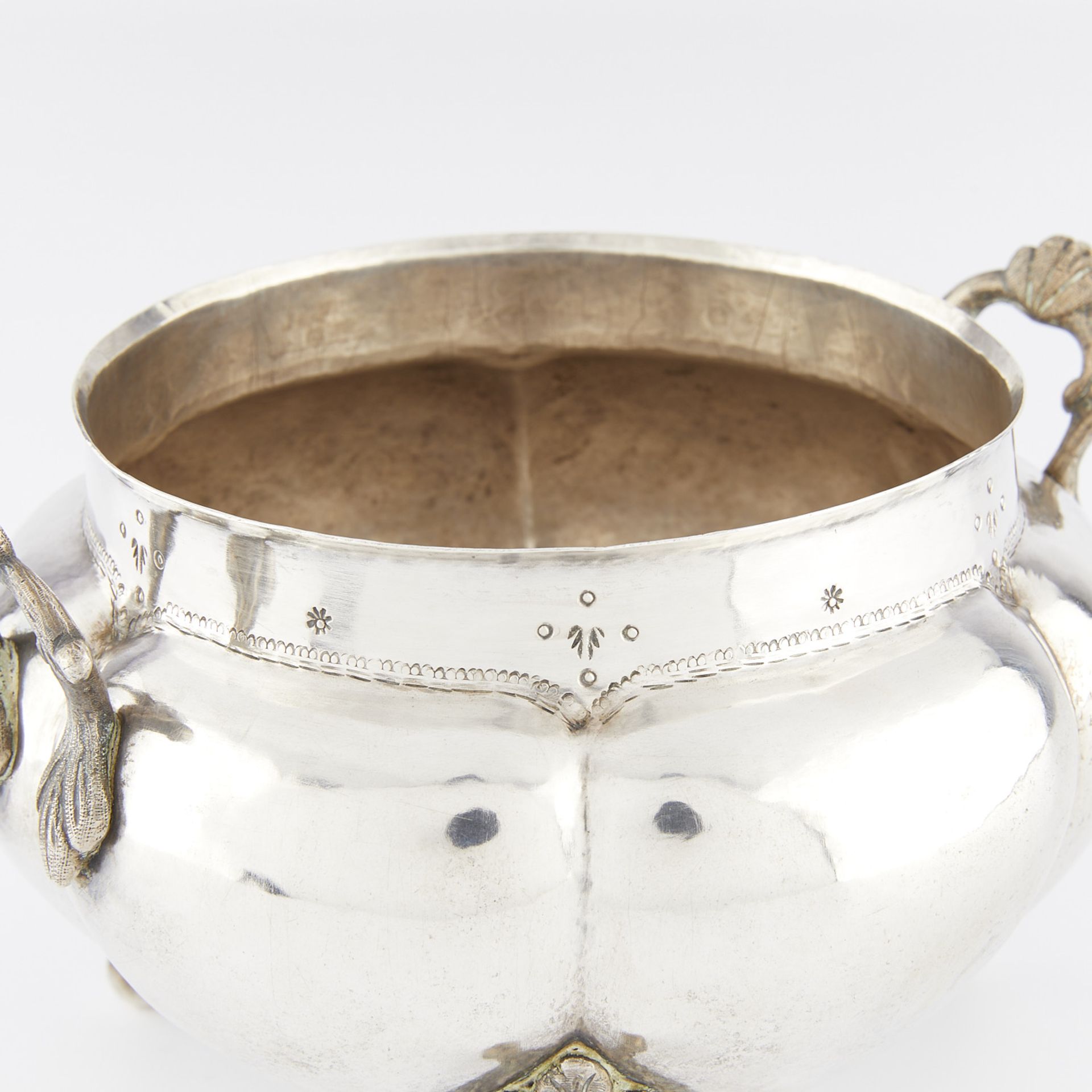 18th/19th c. Antique Silver Lobed Bowl - Image 9 of 9