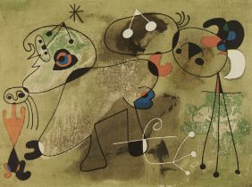 Miro "Composition Sur Fond Vert" Lithograph 1950