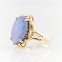 18k Yellow Gold Opal and Diamond Ring