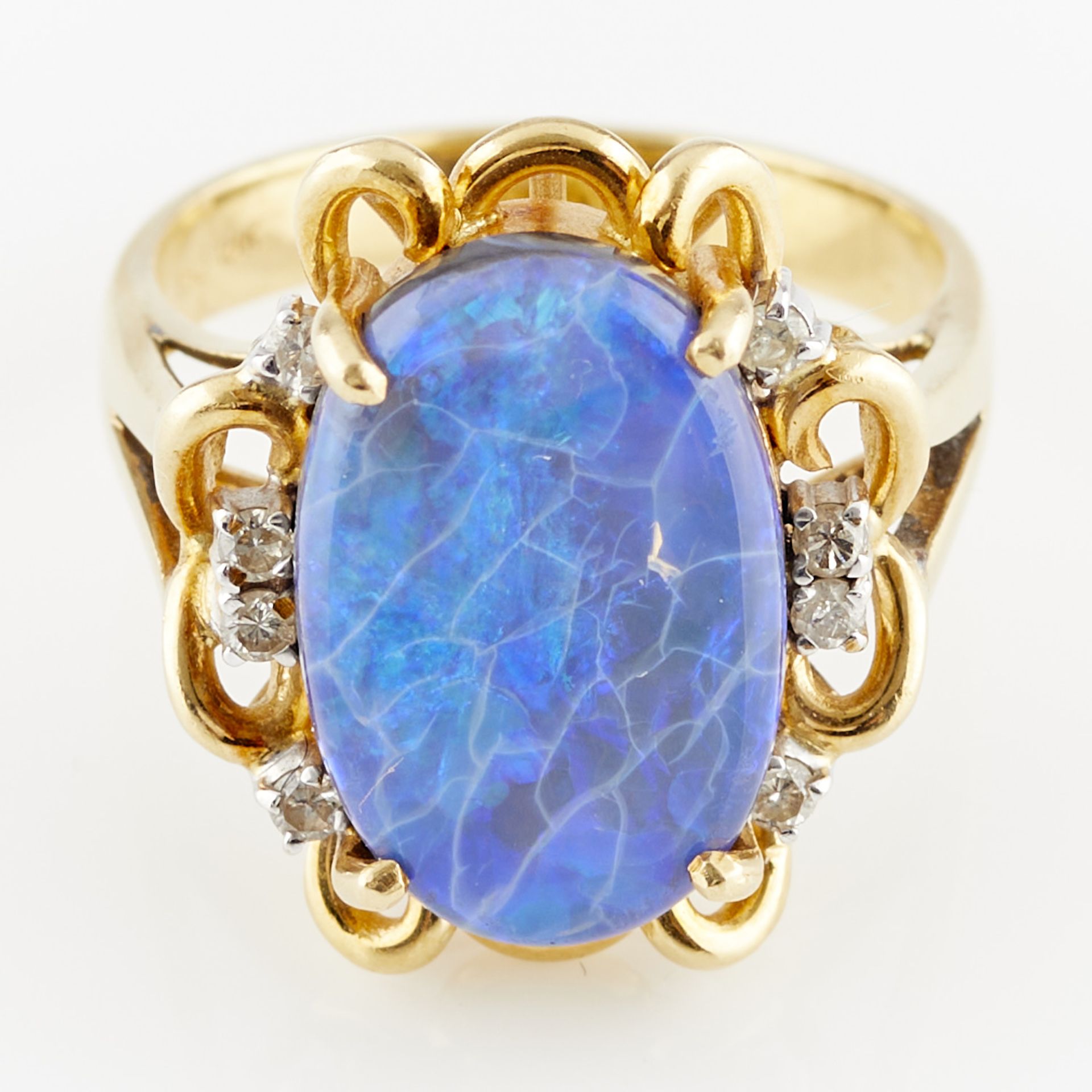 18k Yellow Gold Opal and Diamond Ring - Image 9 of 10