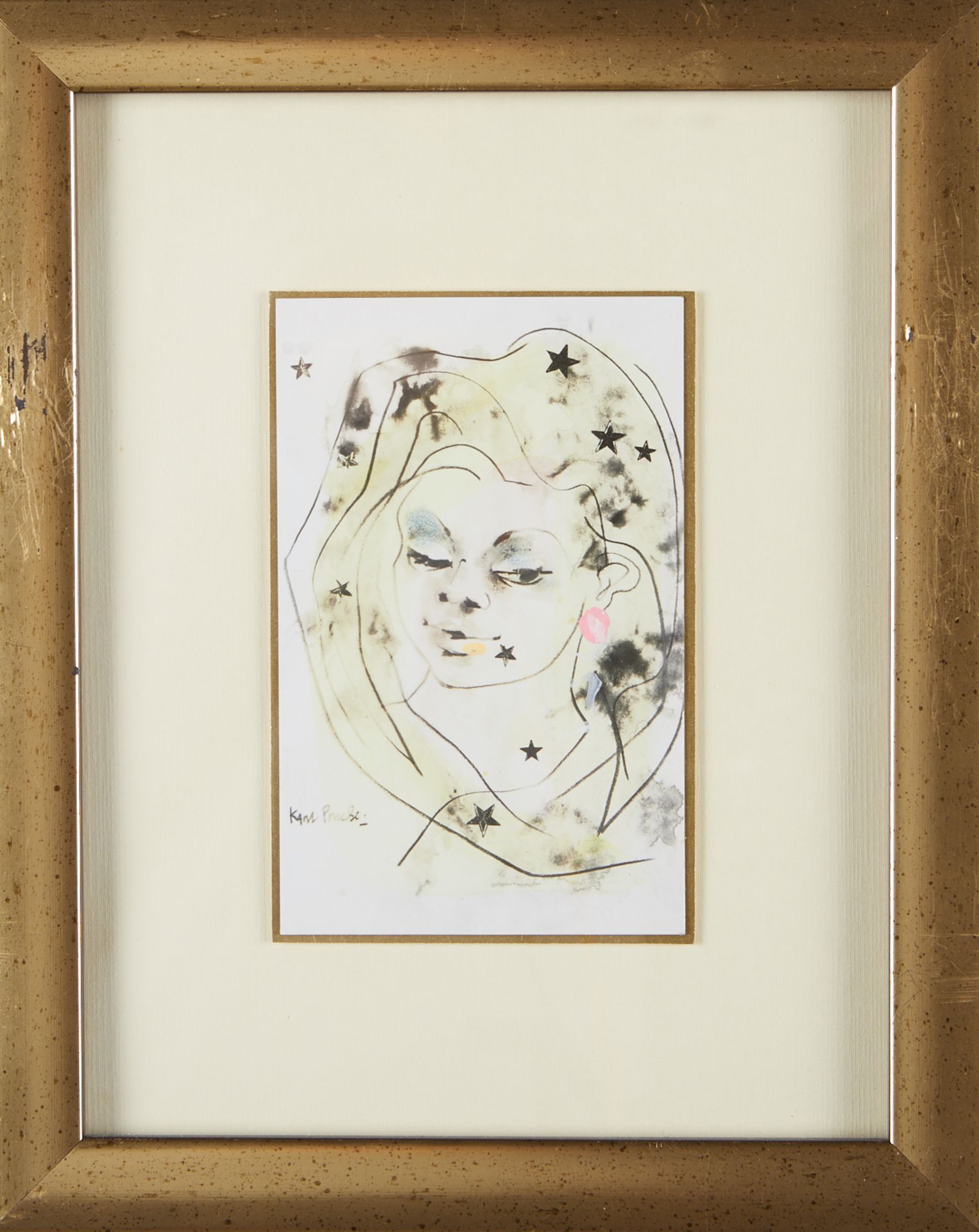 Karl Priebe Lady with Stars Painting on Print - Image 2 of 4