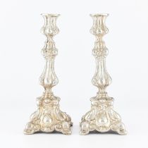 Pair of Fraget Polish Silver Candlesticks