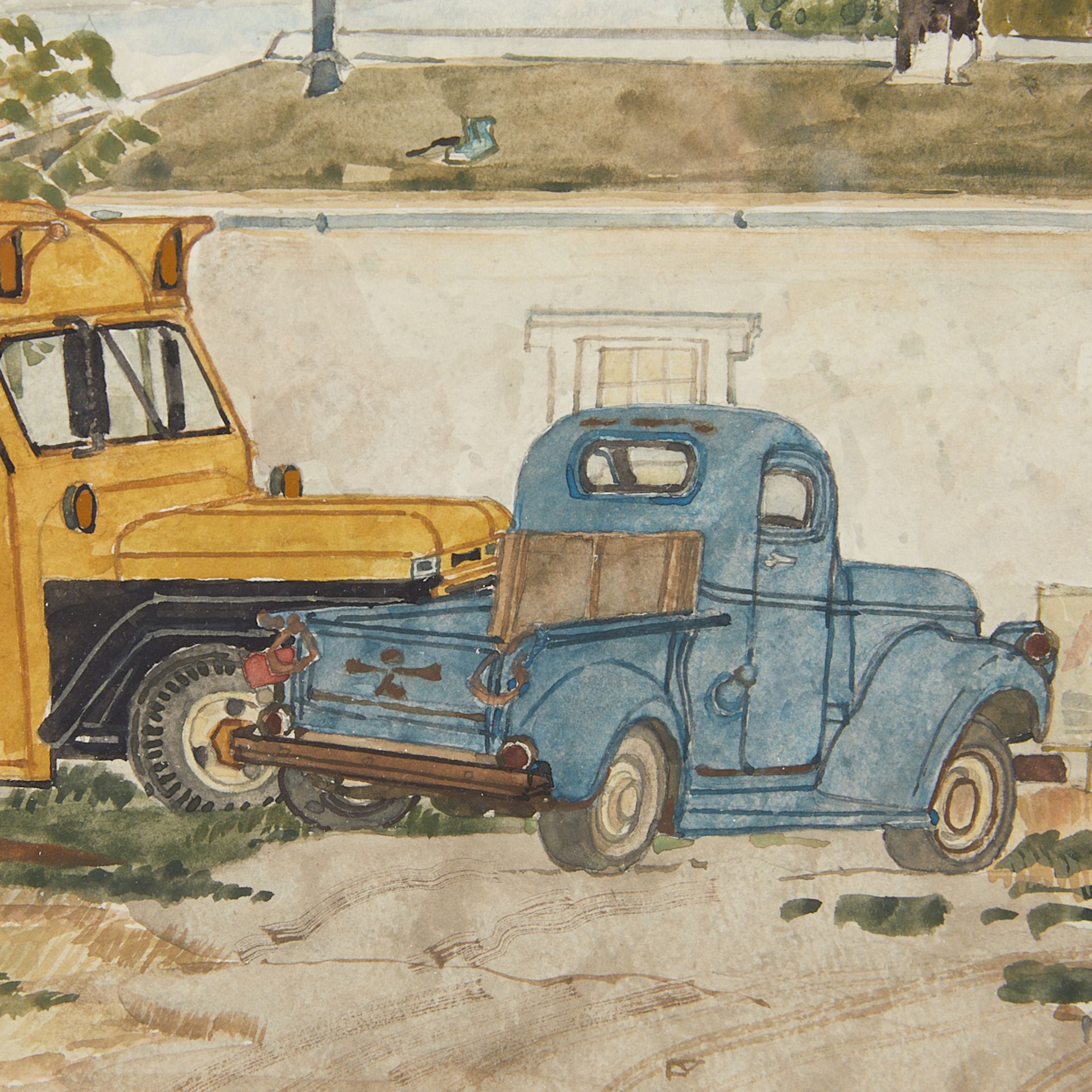 Robert Berkeley Green Watercolor Painting of Cars - Bild 4 aus 6