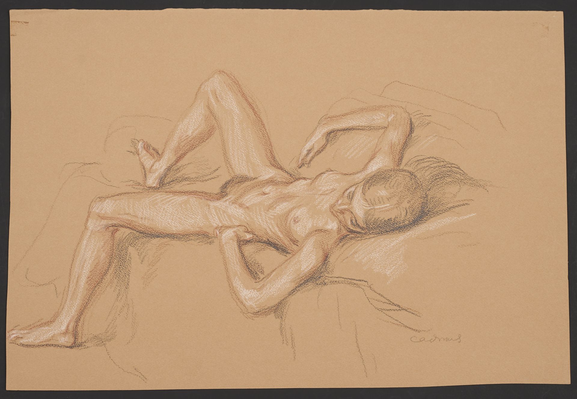 Paul Cadmus Reclining Female Nude Crayon on Paper