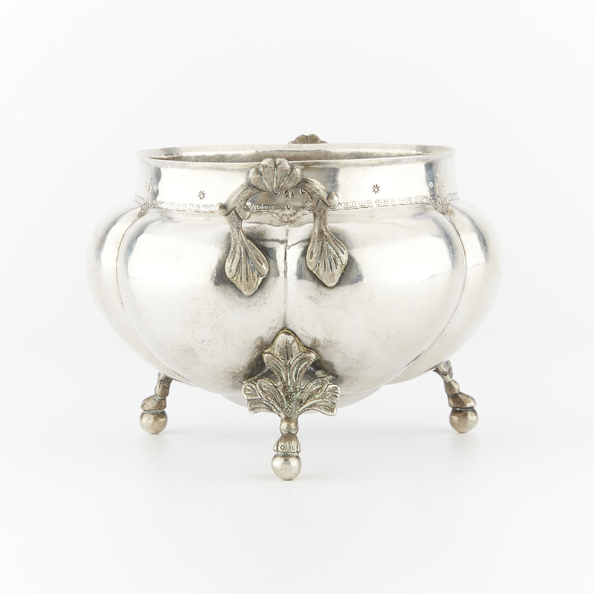 18th/19th c. Antique Silver Lobed Bowl - Image 5 of 9