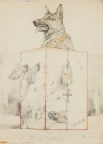 Robert A. Nelson Sheep Dog Drawing 1977