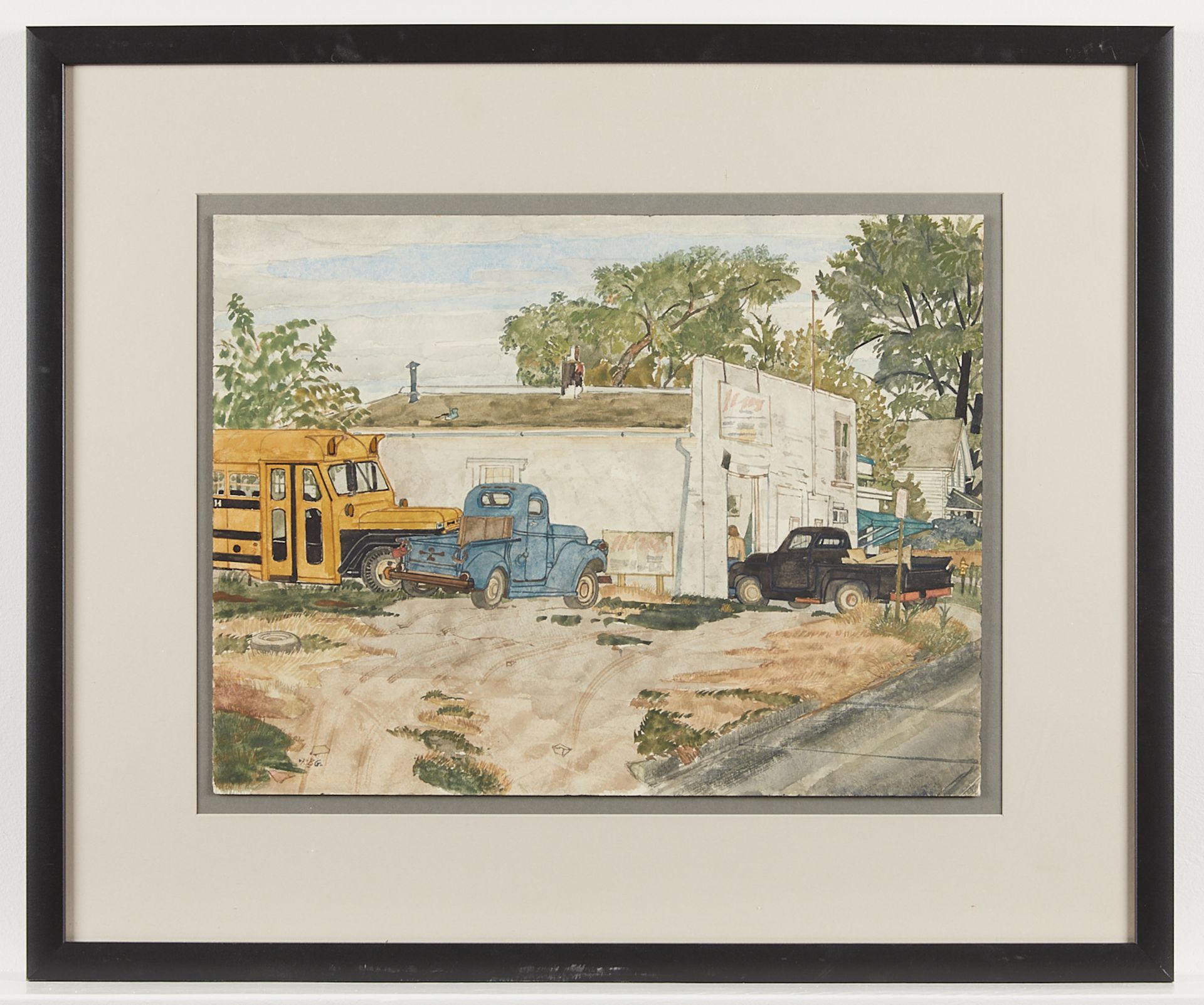 Robert Berkeley Green Watercolor Painting of Cars - Bild 3 aus 6