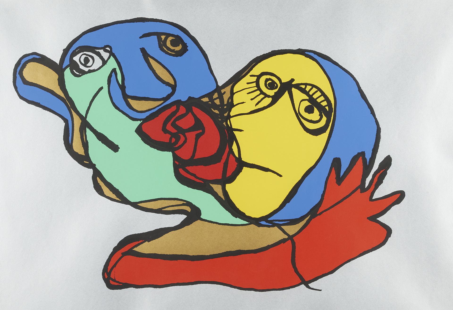 Karel Appel "The Silver Kiss" Silkscreen 1979