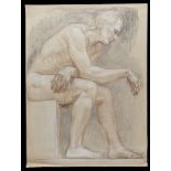 Paul Cadmus Seated Nude Crayon on Paper