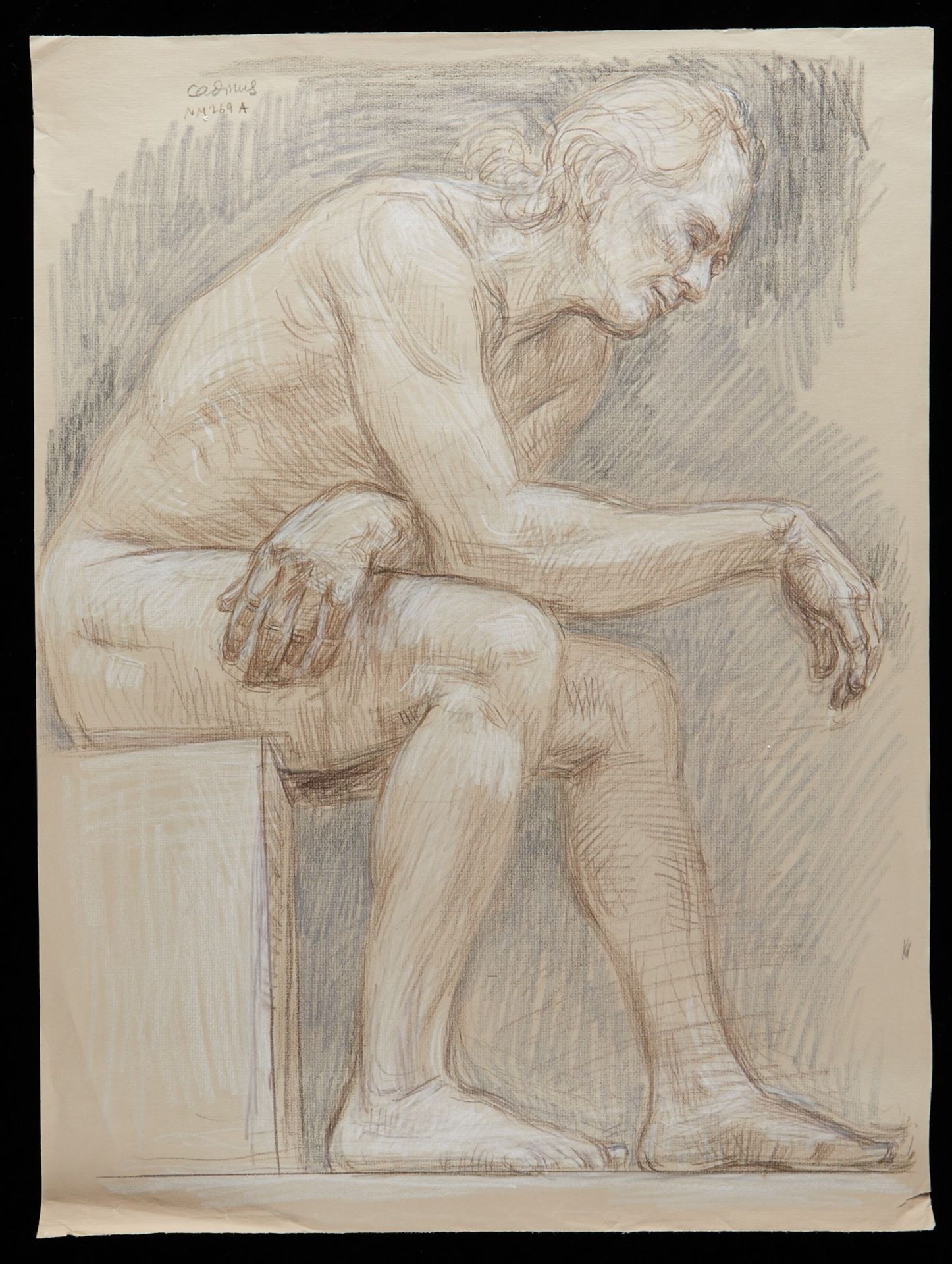 Paul Cadmus Seated Nude Crayon on Paper