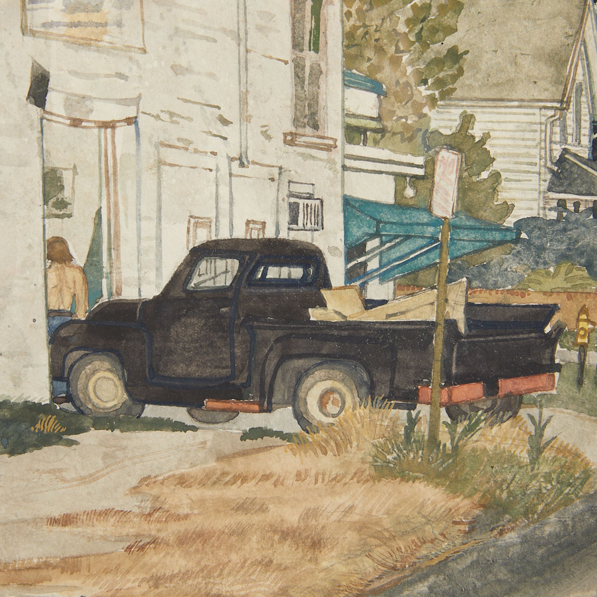 Robert Berkeley Green Watercolor Painting of Cars - Bild 5 aus 6