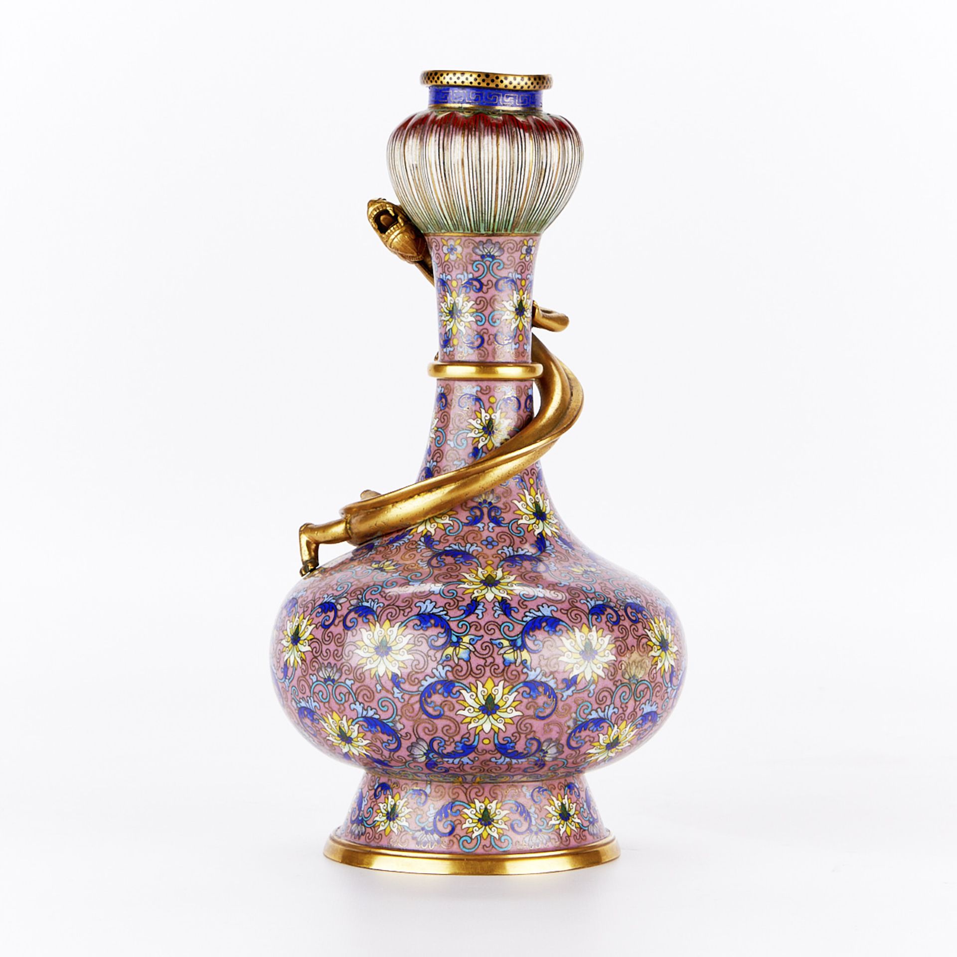 De Xing Cheng Chinese Cloisonne Vase w/ Dragon - Image 5 of 10
