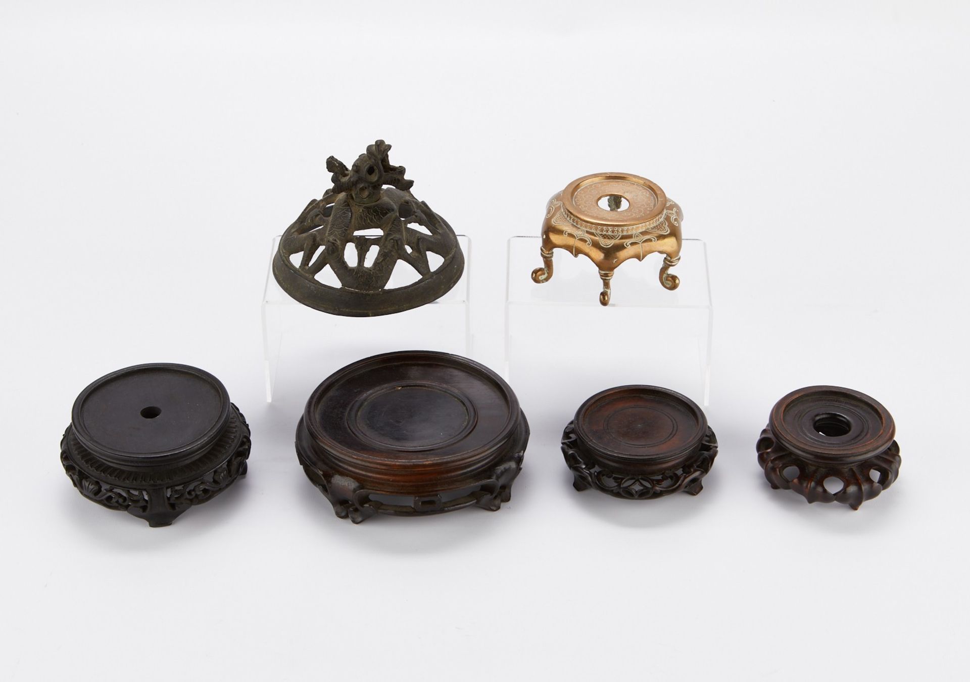 Group of 6 Chinese Stands and Lid - Image 4 of 7