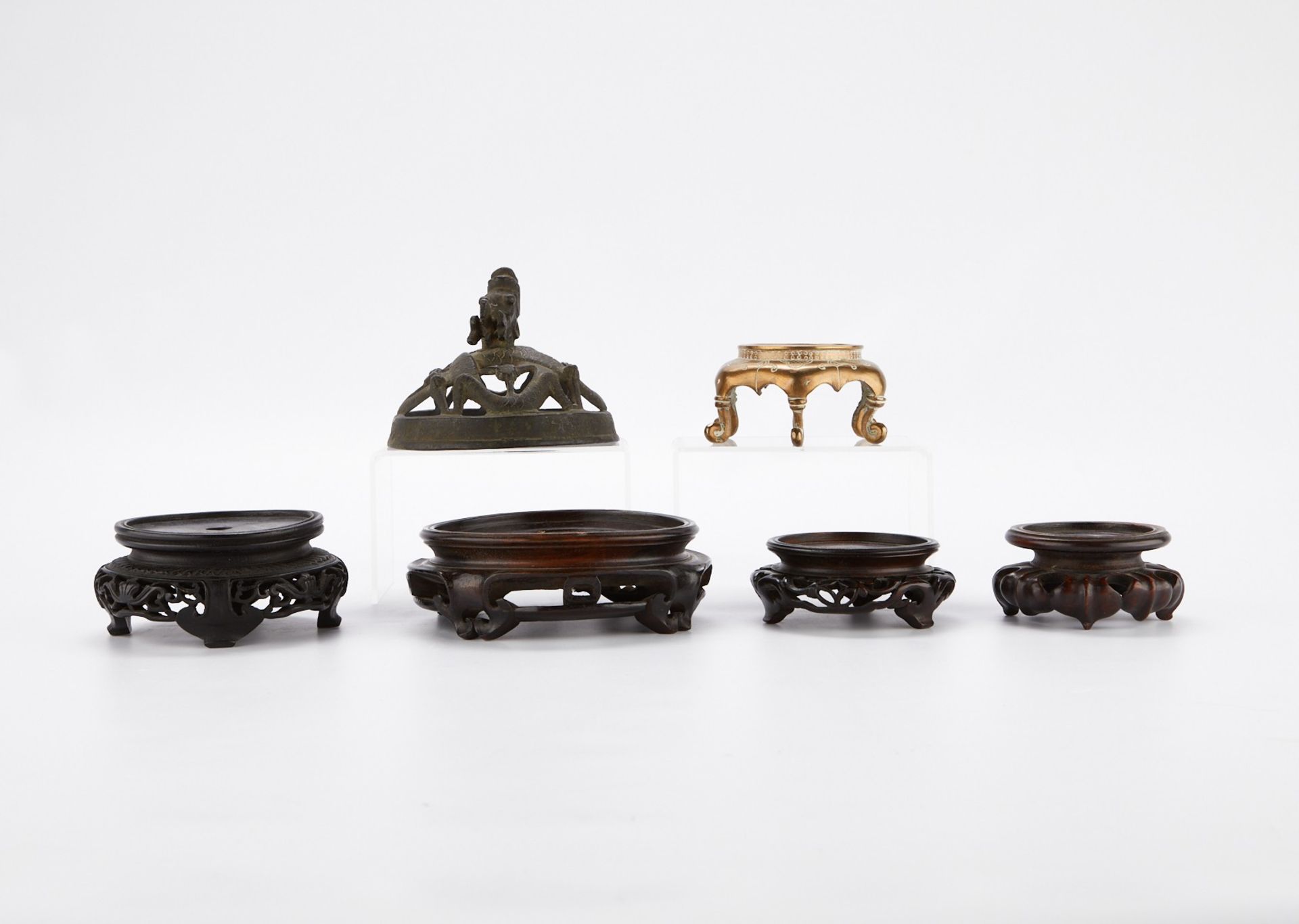 Group of 6 Chinese Stands and Lid - Image 3 of 7