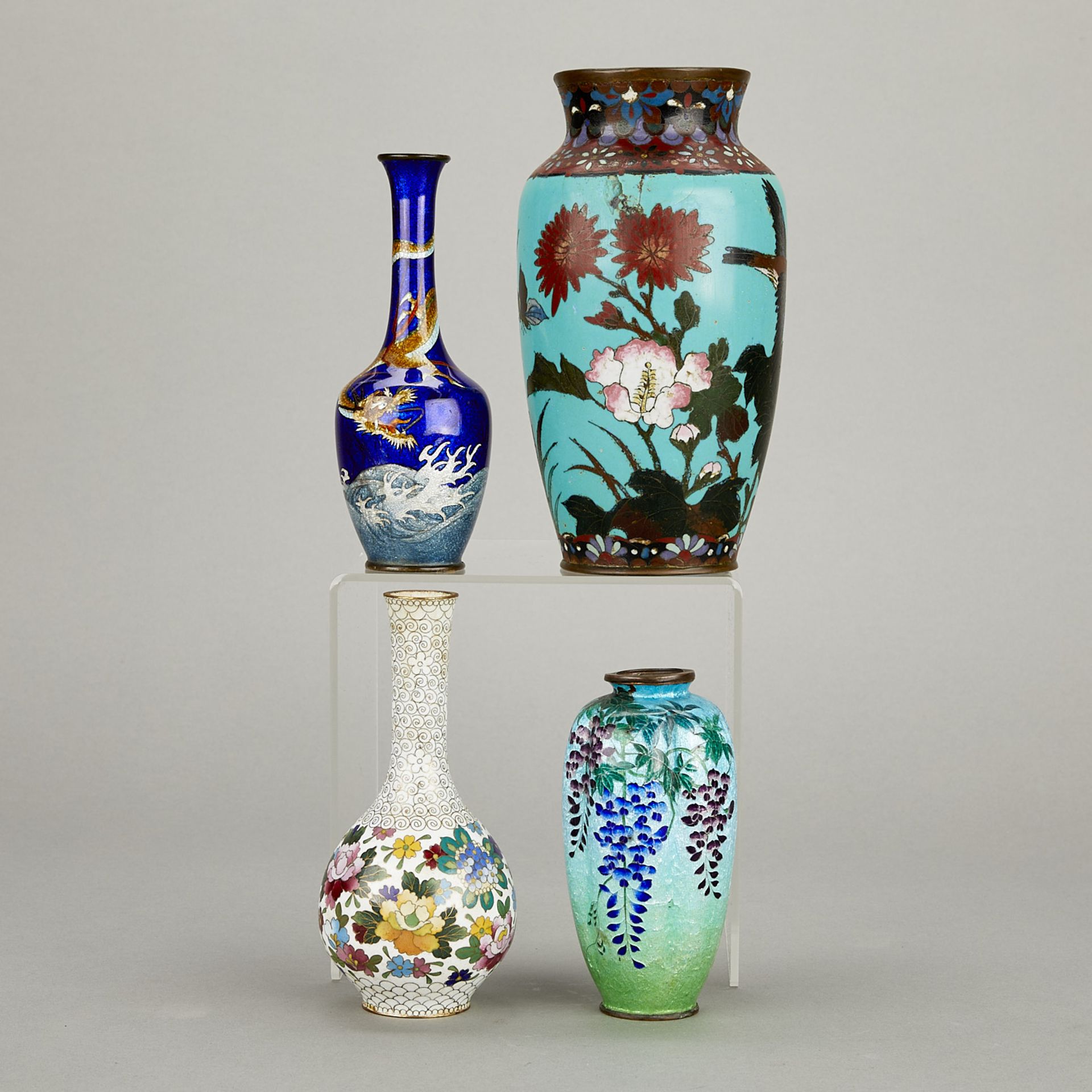 4 Antique Japanese Cloisonne Vases - Bild 3 aus 19