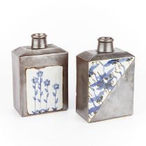 Pair of Japanese Folkware Ceramic Bottles