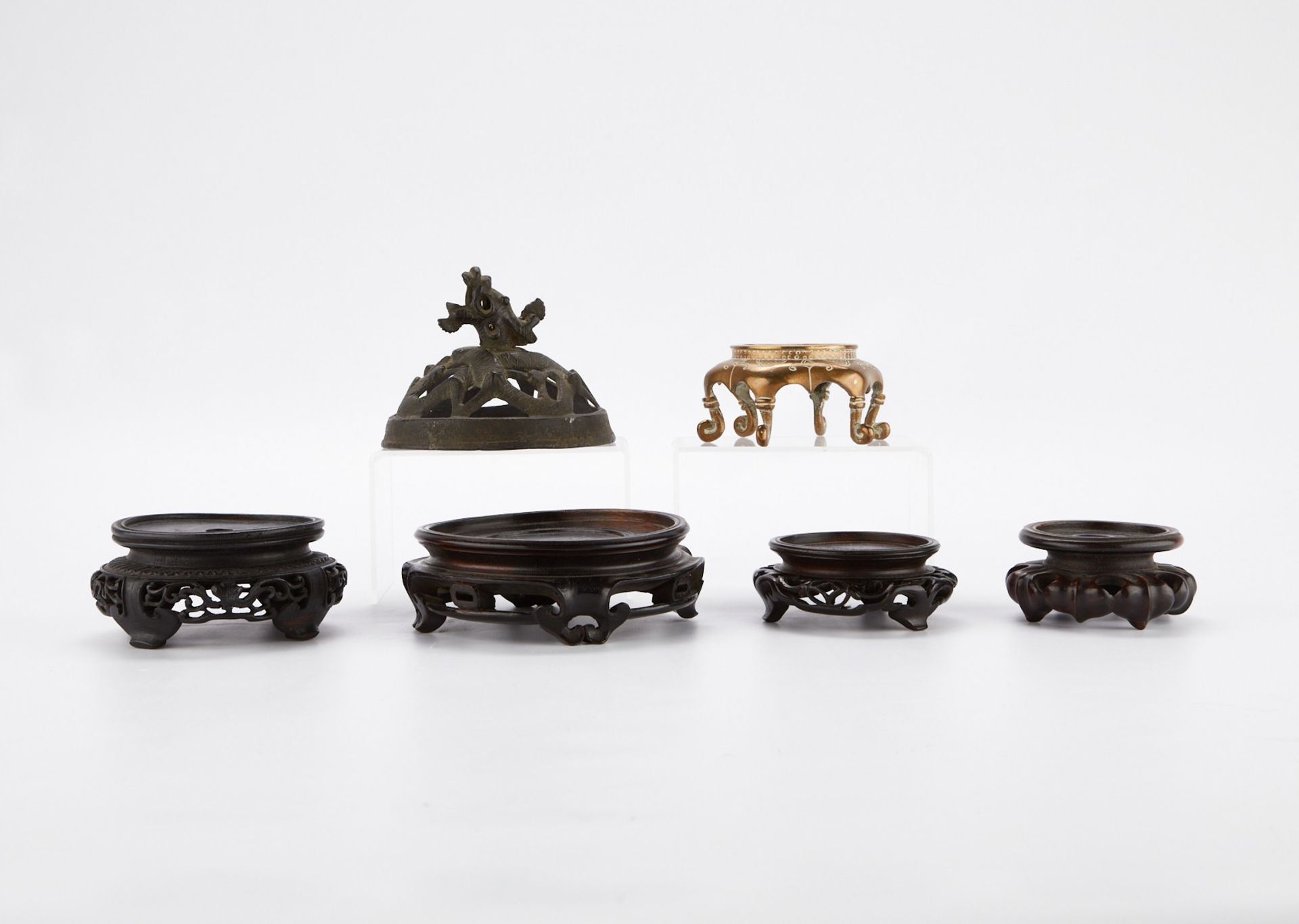 Group of 6 Chinese Stands and Lid - Image 2 of 7