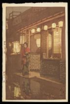 Hiroshi Yoshida "A Little Restaurant" Woodblock